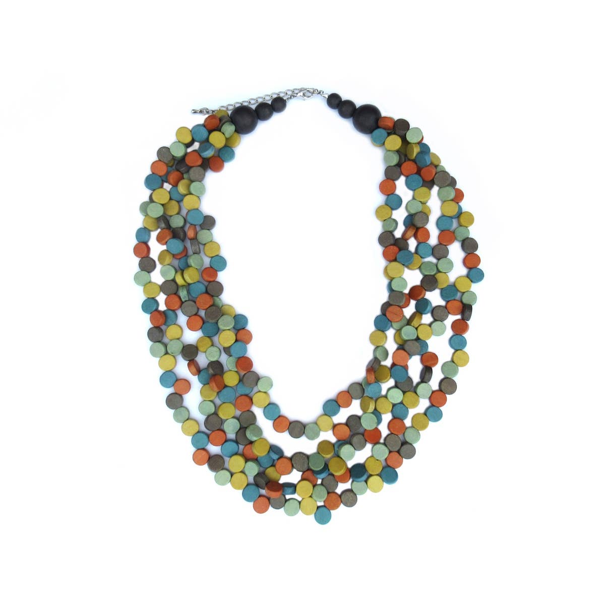 Cassia earthy natural wood bead necklace