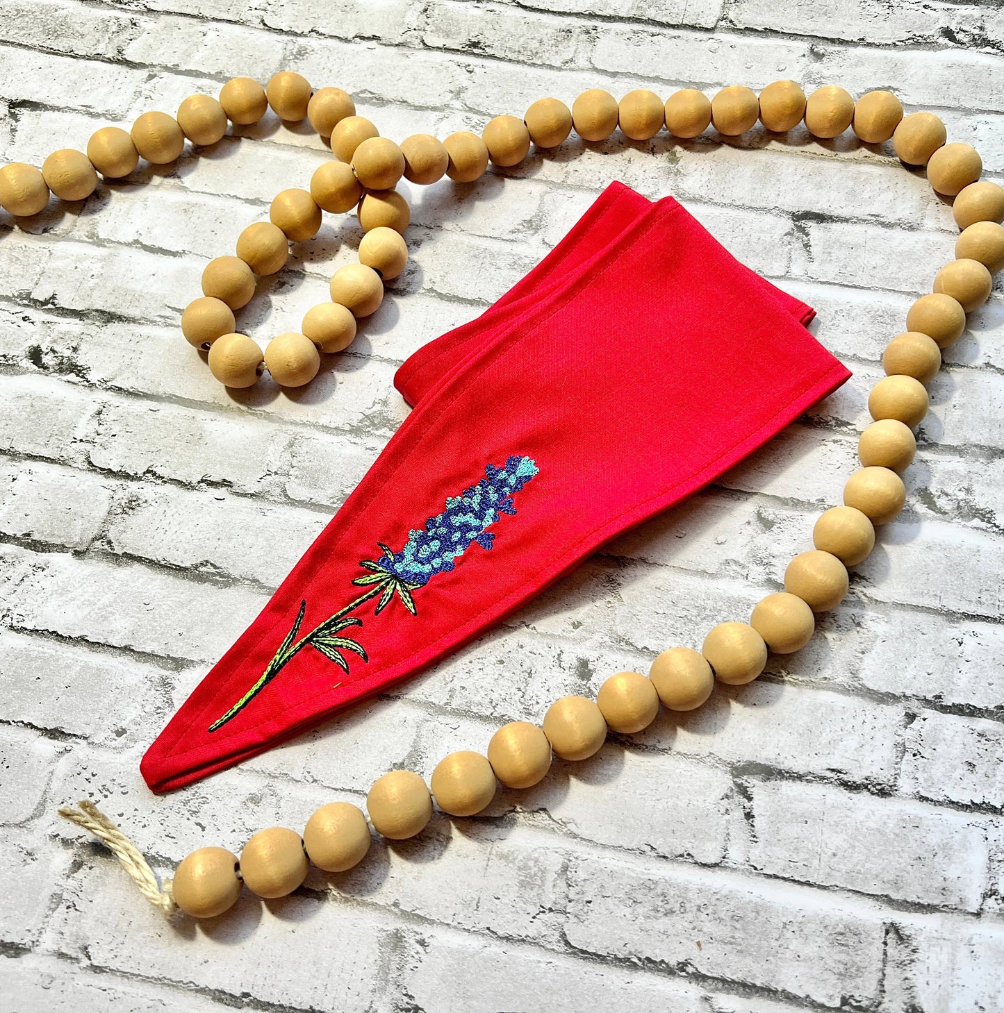 Bluebonnet Embroidered Ascot Scarf