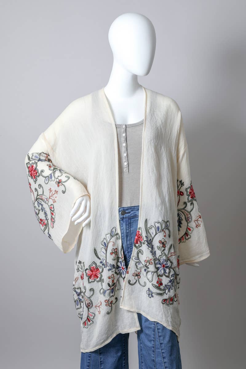 Long Floral Kimono Cardigan