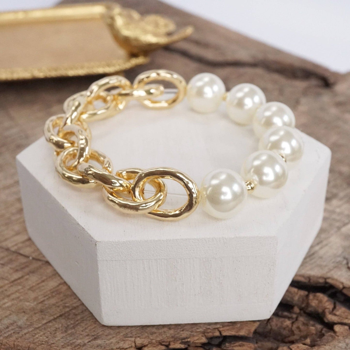 Chunky Chain and pearls beads bracelet