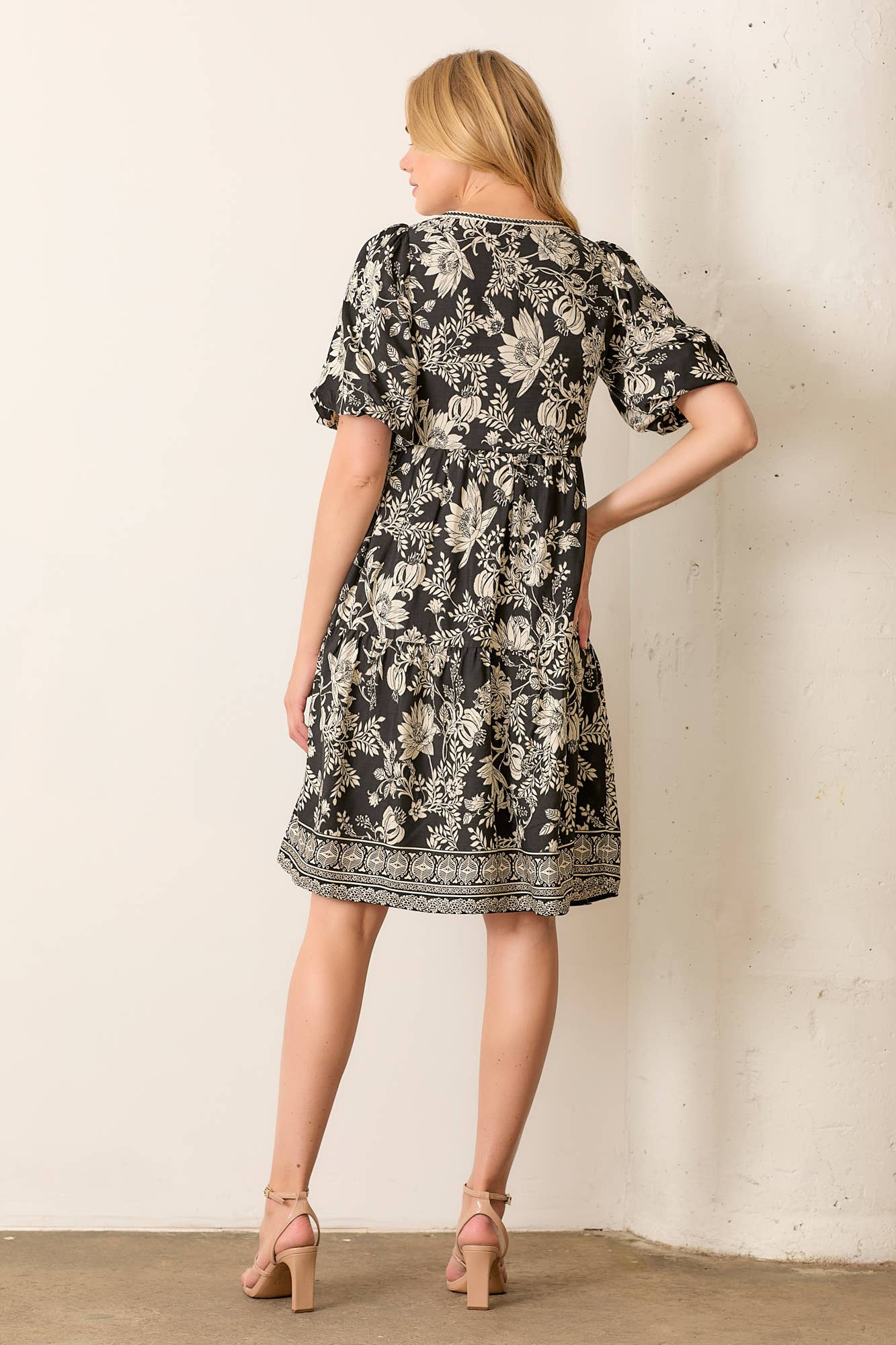 PRINTED FLORAL MIDI DRESS