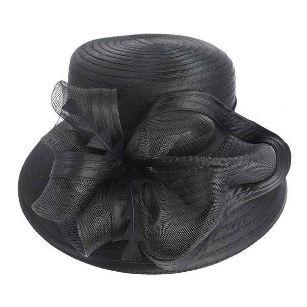 DOWN BRIM FLORAL DRESSY BRAID HAT