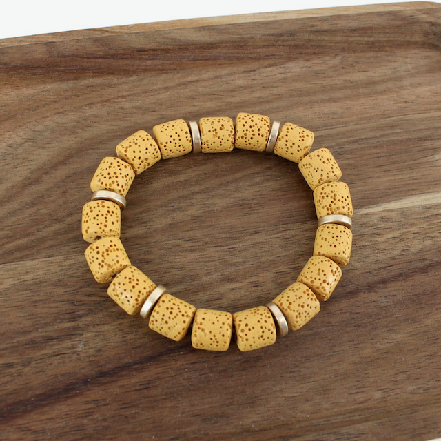 Lava Rock Tube Beads Stretch Bracelet