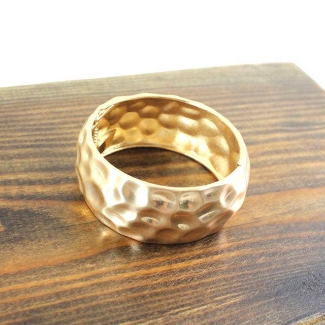 Hammered Hinged Bangle Cuff Bracelet