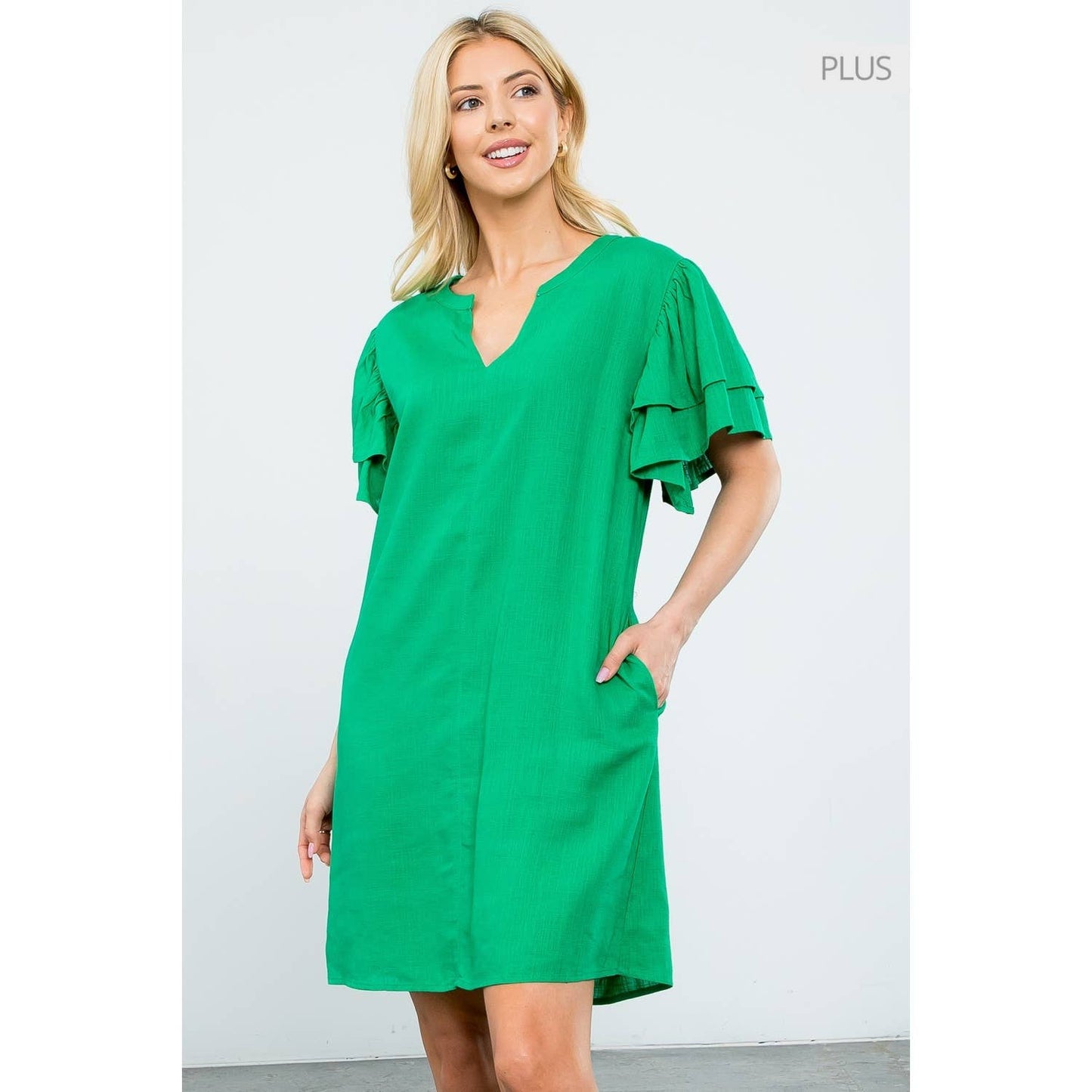 /Size XL/ Flutter Sleeve V-Neck Dress