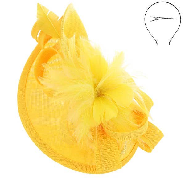 SINAMAY FEATHER FASCINATOR WITH HEADBAND AND CLIP