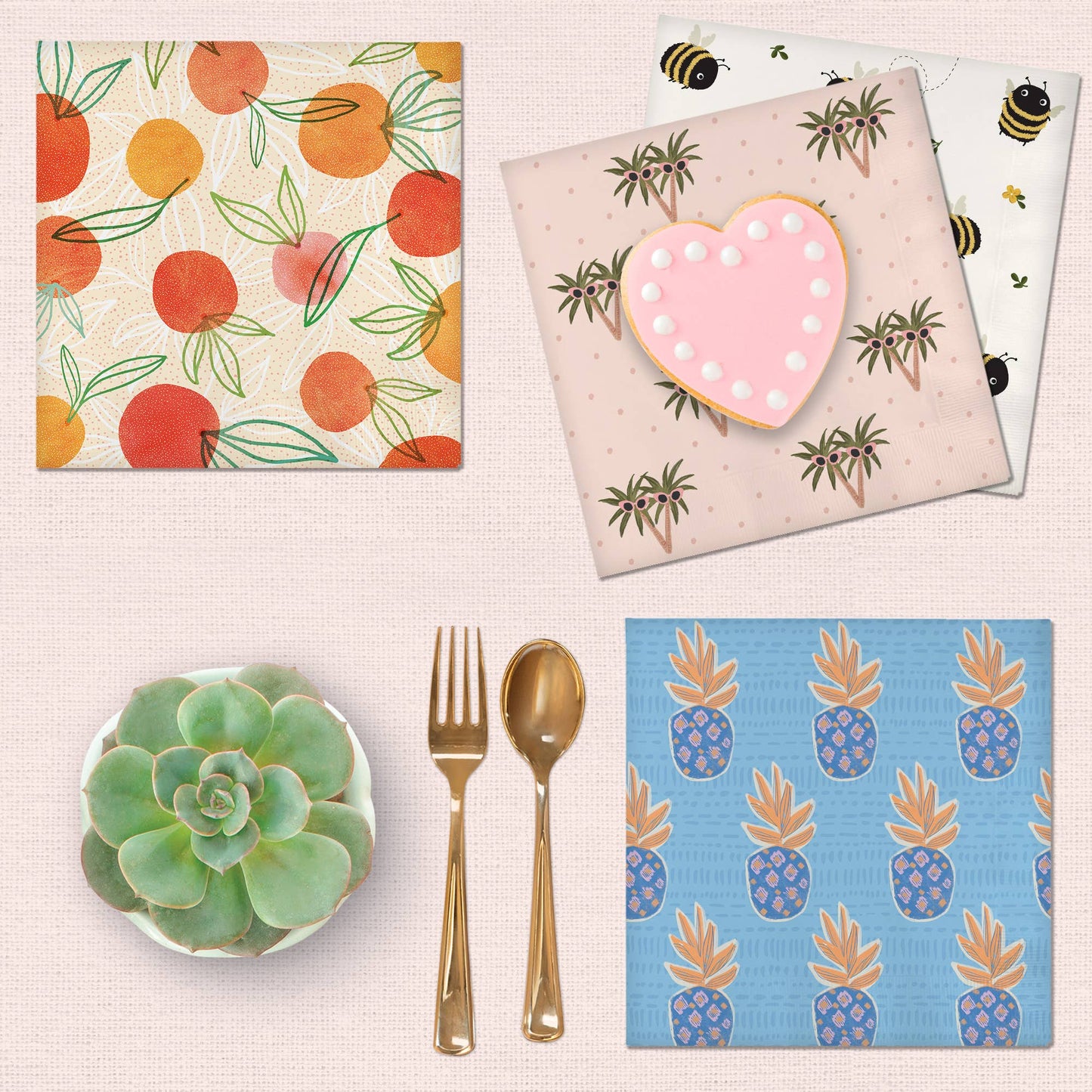 Orange Whimsy Luncheon Napkins