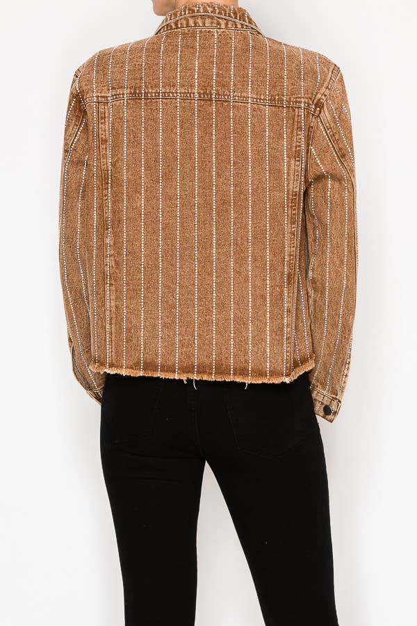 Denim Jacket With Stripe Sparkle Designs