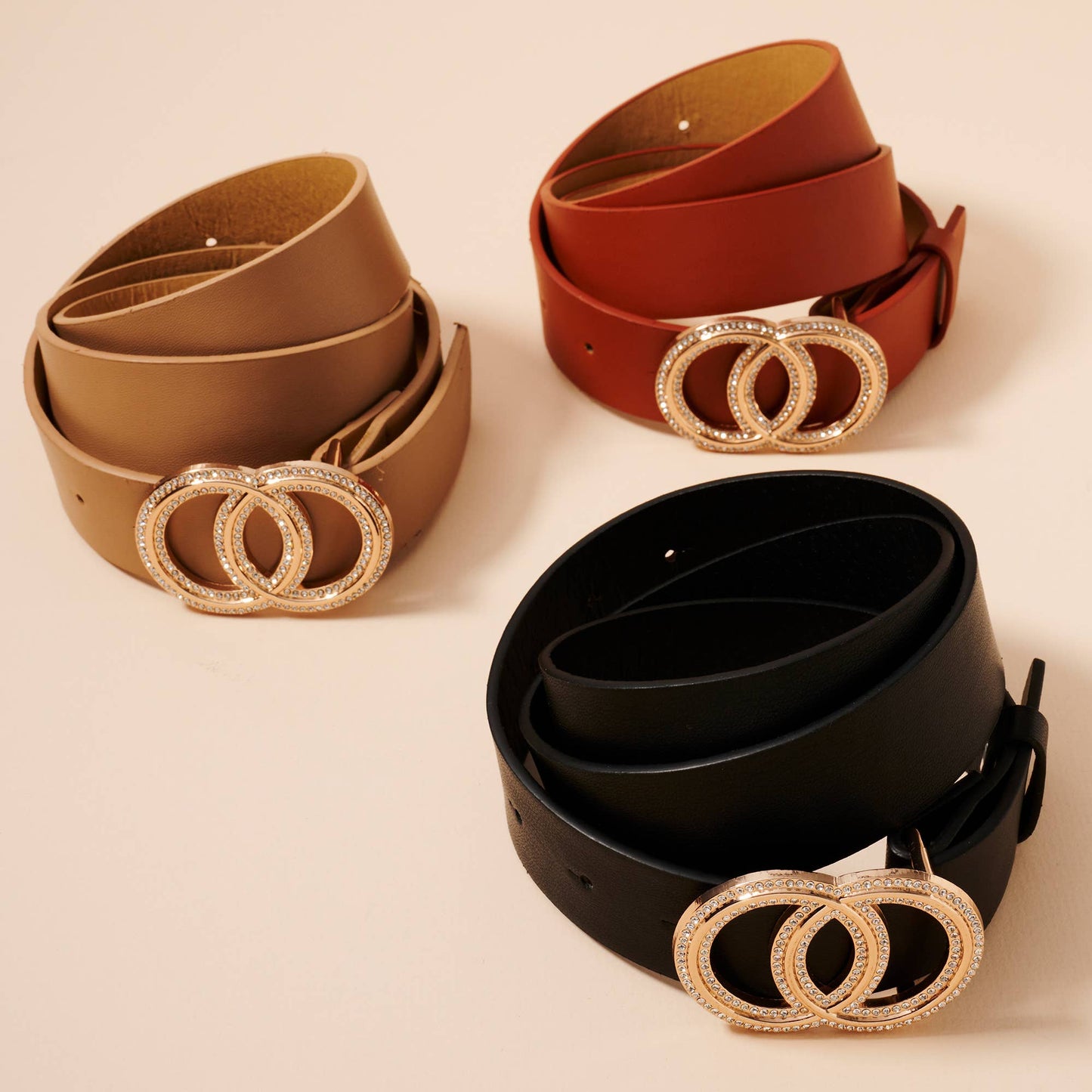 Faux Leather Double Circle Belt