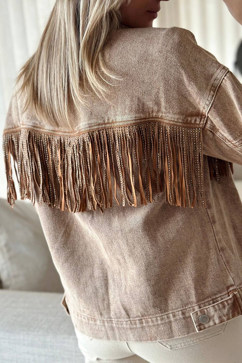 Rhinestone Fringed Cowgirl Fashion Denim Jacket