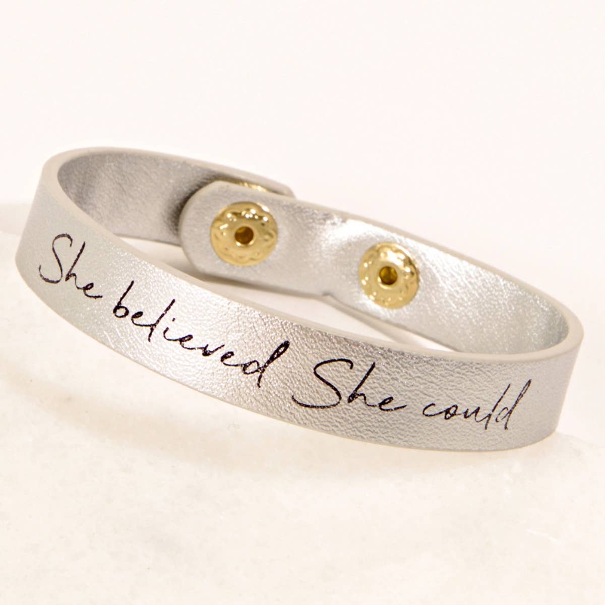 She Believed She Could Leather Bracelet