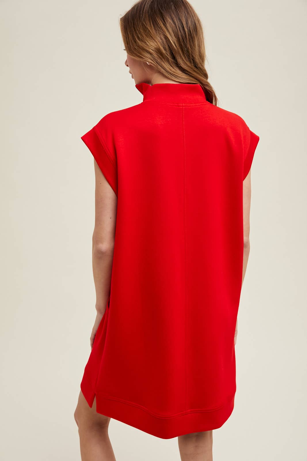 SCUBA HALF-ZIP MINI DRESS