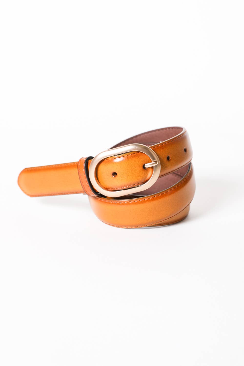 Matte Rosegold Oval Buckle Hip Belt