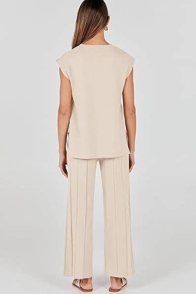 SOFT KNIT PANTS AND TOP SET
