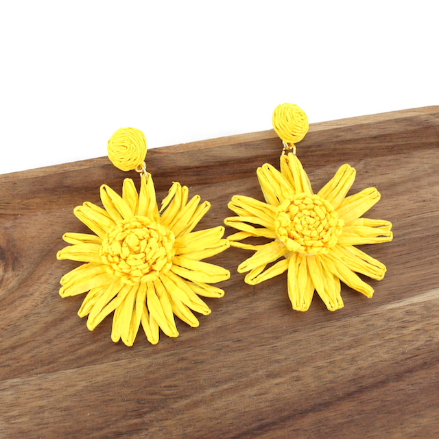 Raffia Daisy Statement Earrings