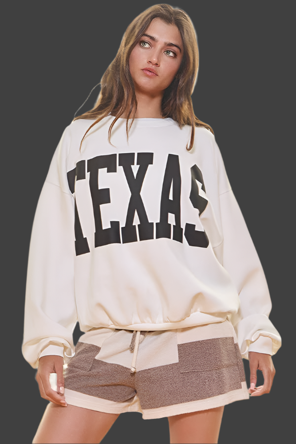 TEXAS Scuba Fabric Oversized Sweatshirt