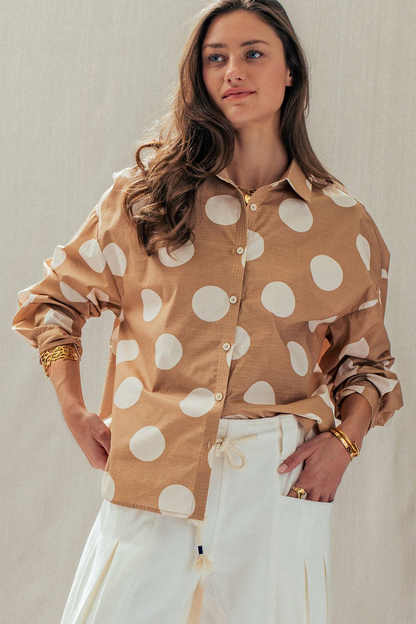 Polka Dot Button-Down Shirt