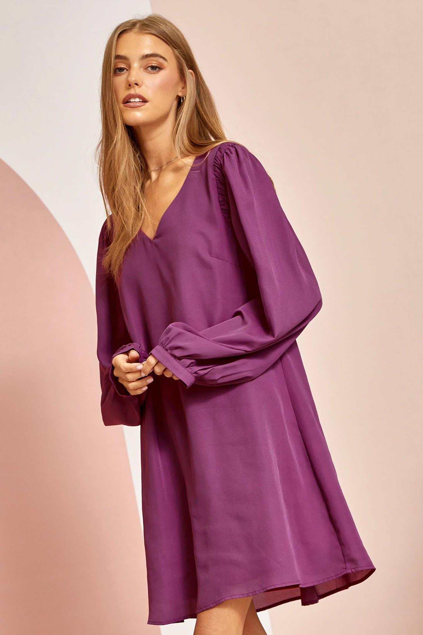 V Neck Flowy Woven Dress