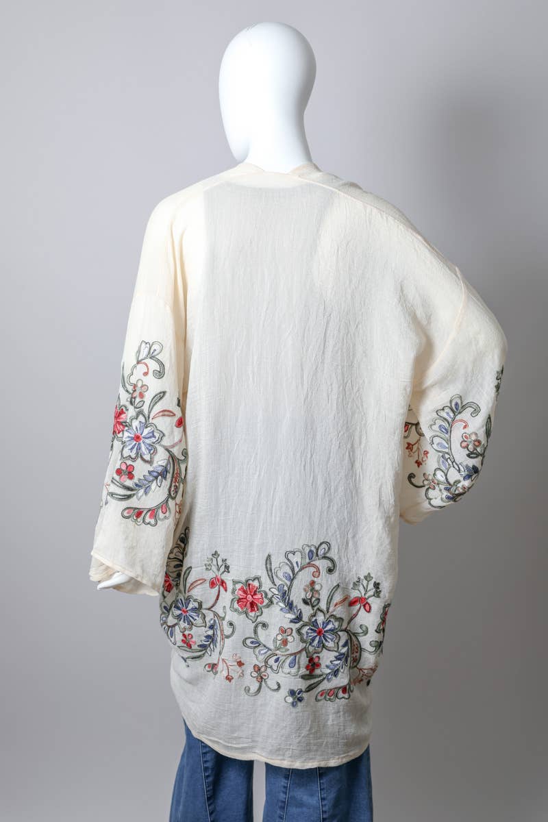Long Floral Kimono Cardigan