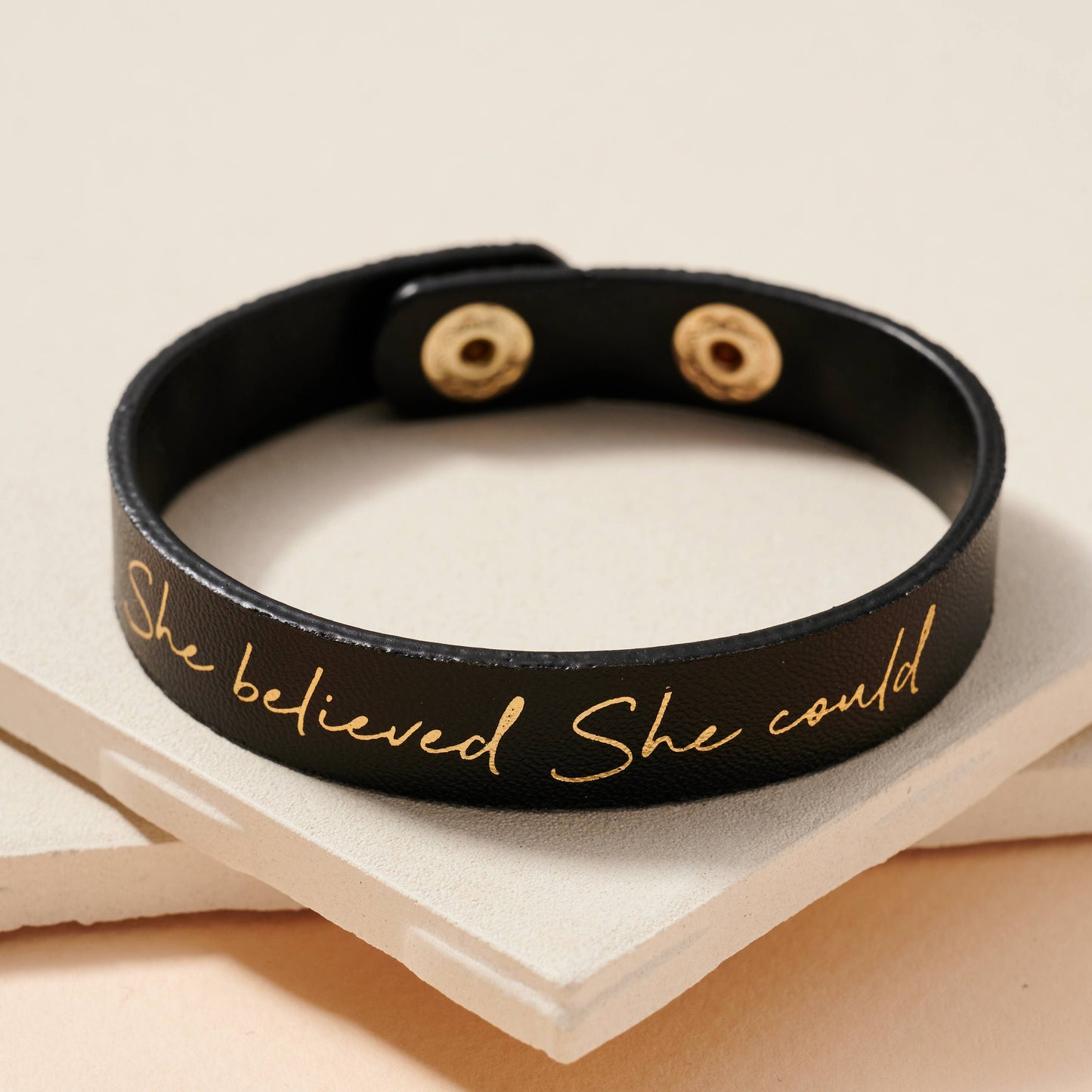 She Believed She Could Leather Bracelet