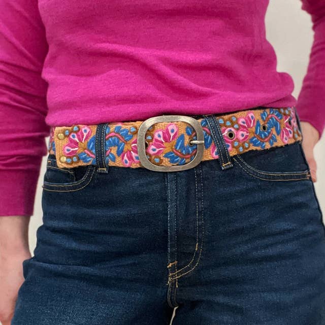 Four Seasons Floral Embroiderd Wool Belt