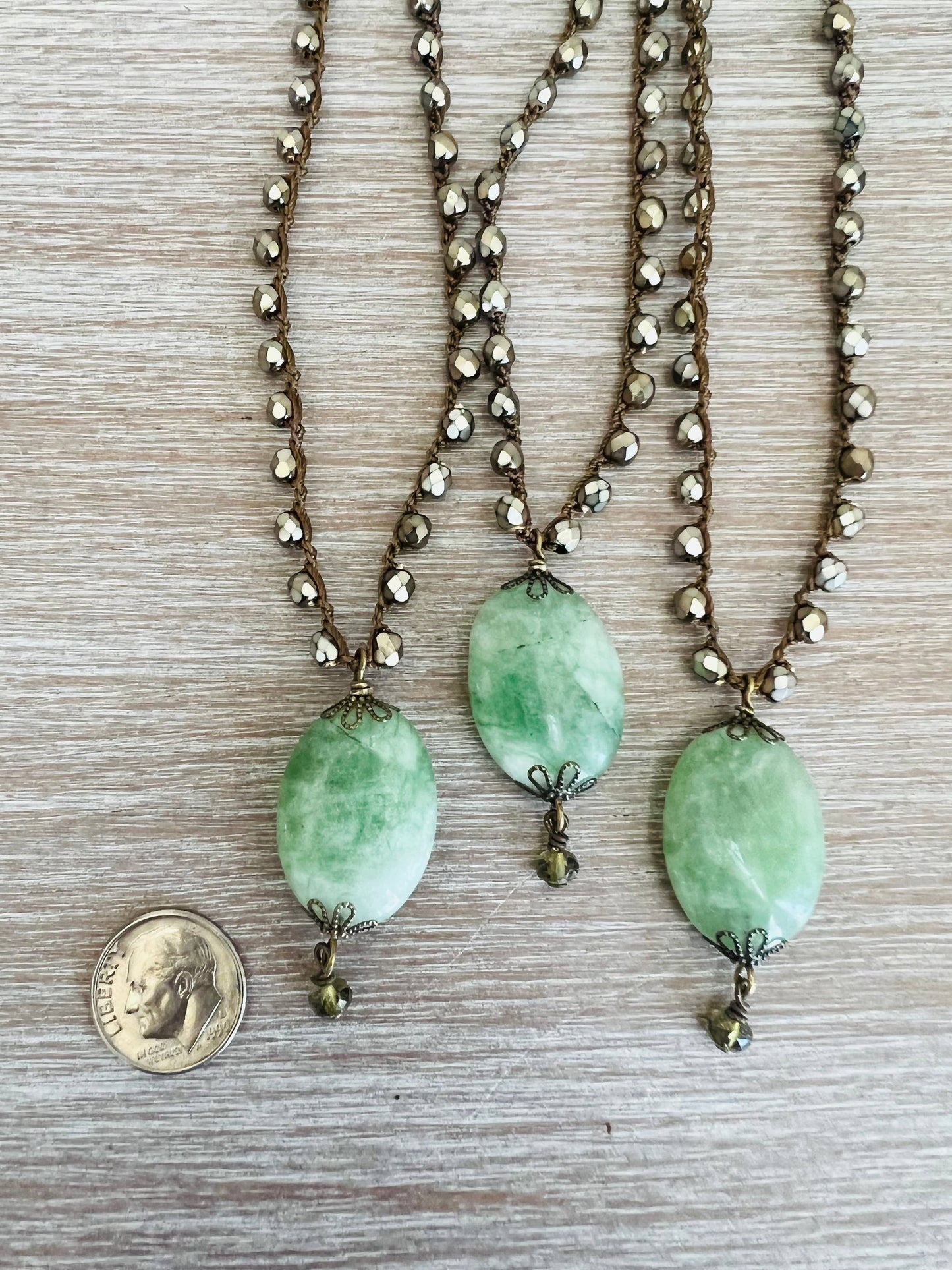 Victorian Green Stone Drop Necklace