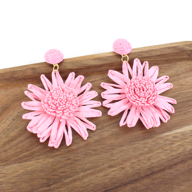 Raffia Daisy Statement Earrings