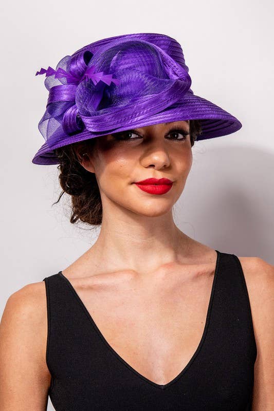 DOWN BRIM FLORAL DRESSY BRAID HAT