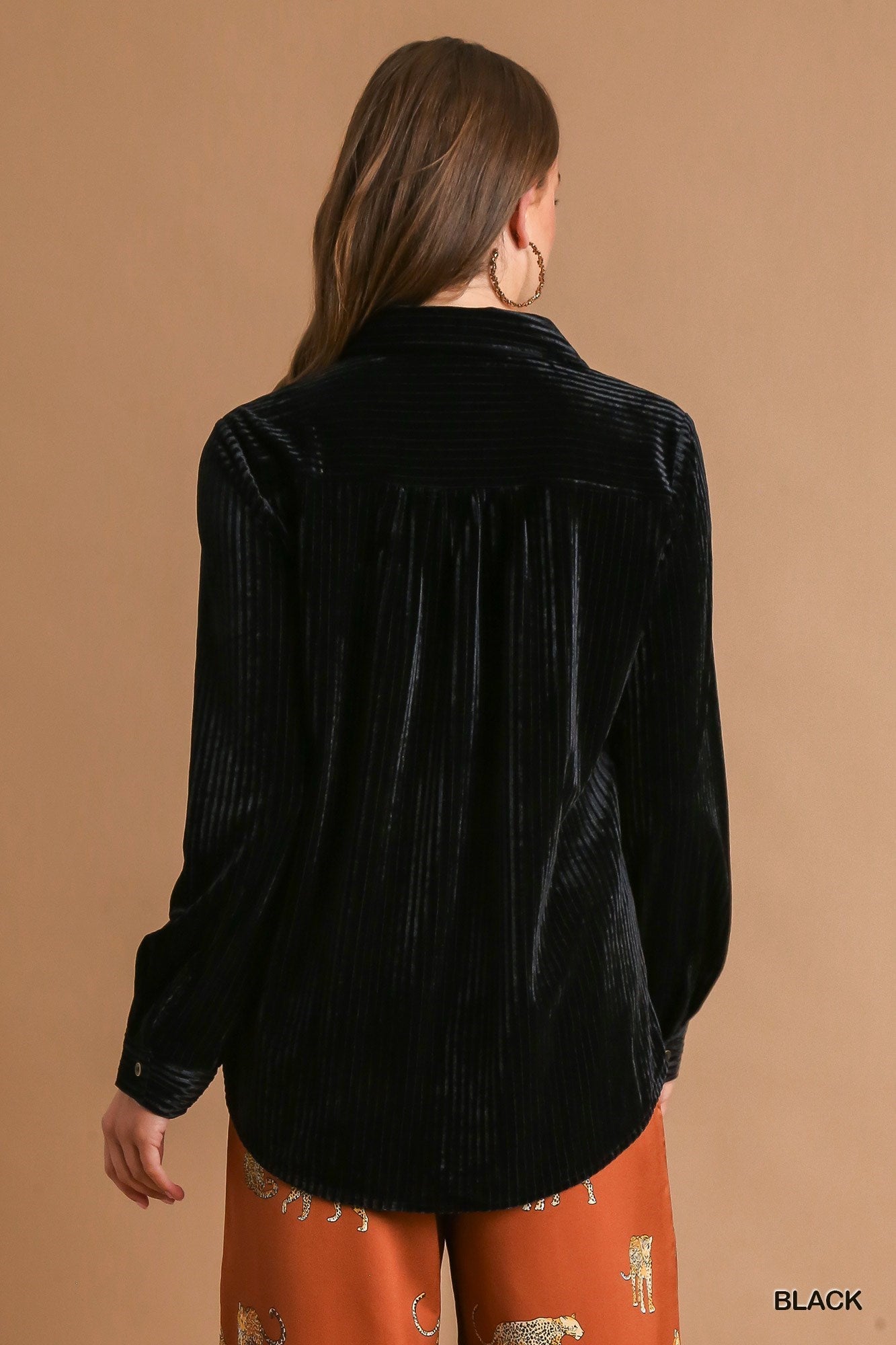 Stripe Textured Velvet Button Down Shirt