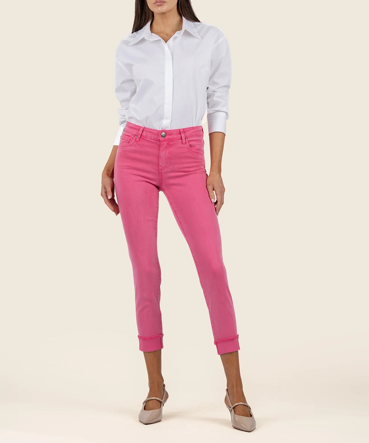 KUT AMY CROP STRAIGHT LEG- ROLL UP FREY