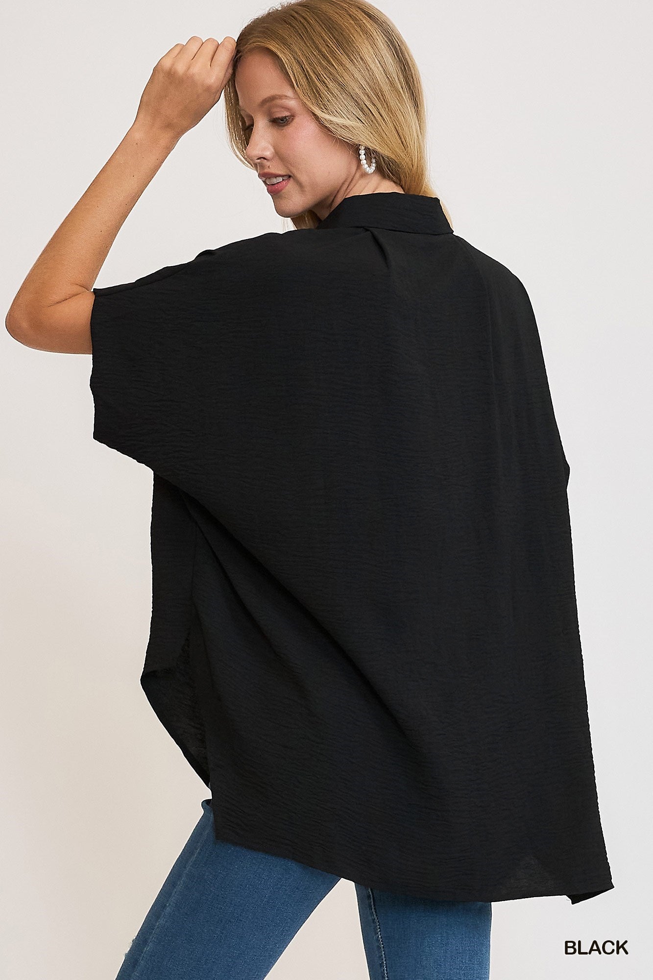 Oversized Dolman Button-Up Blouse
