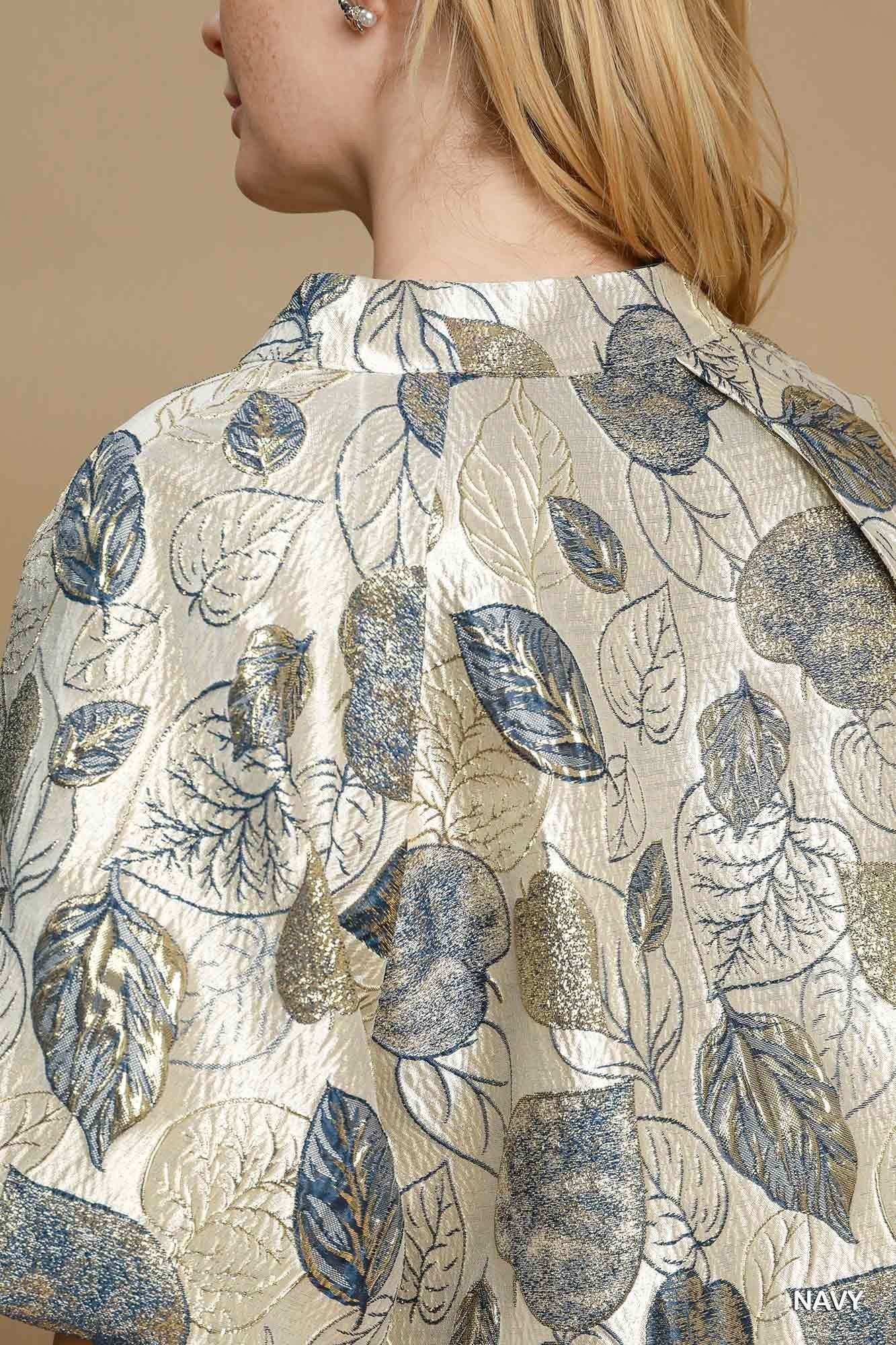 Abstract Metallic Print Top