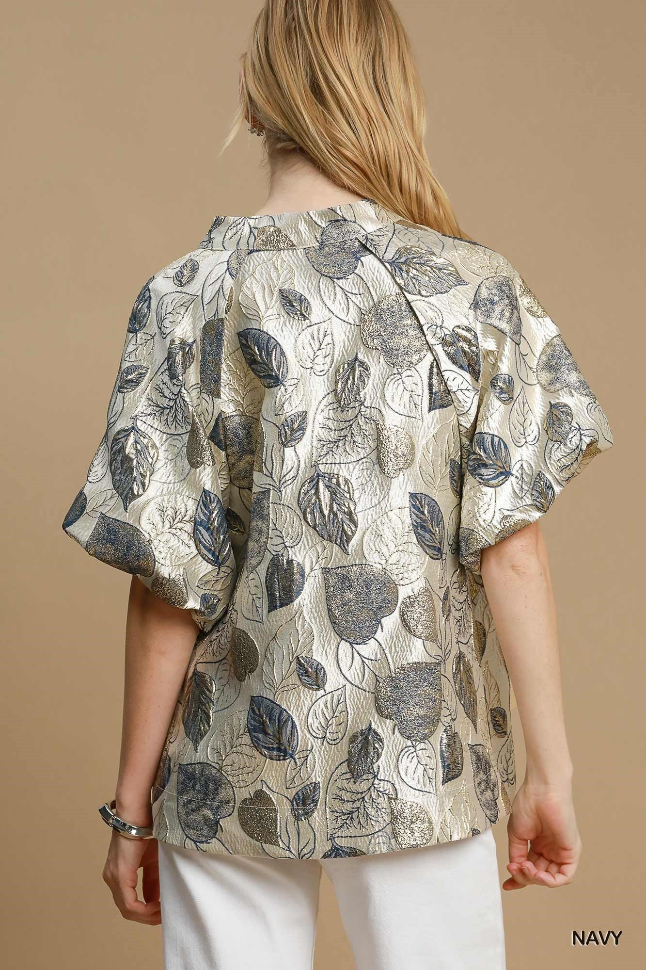 Abstract Metallic Print Top
