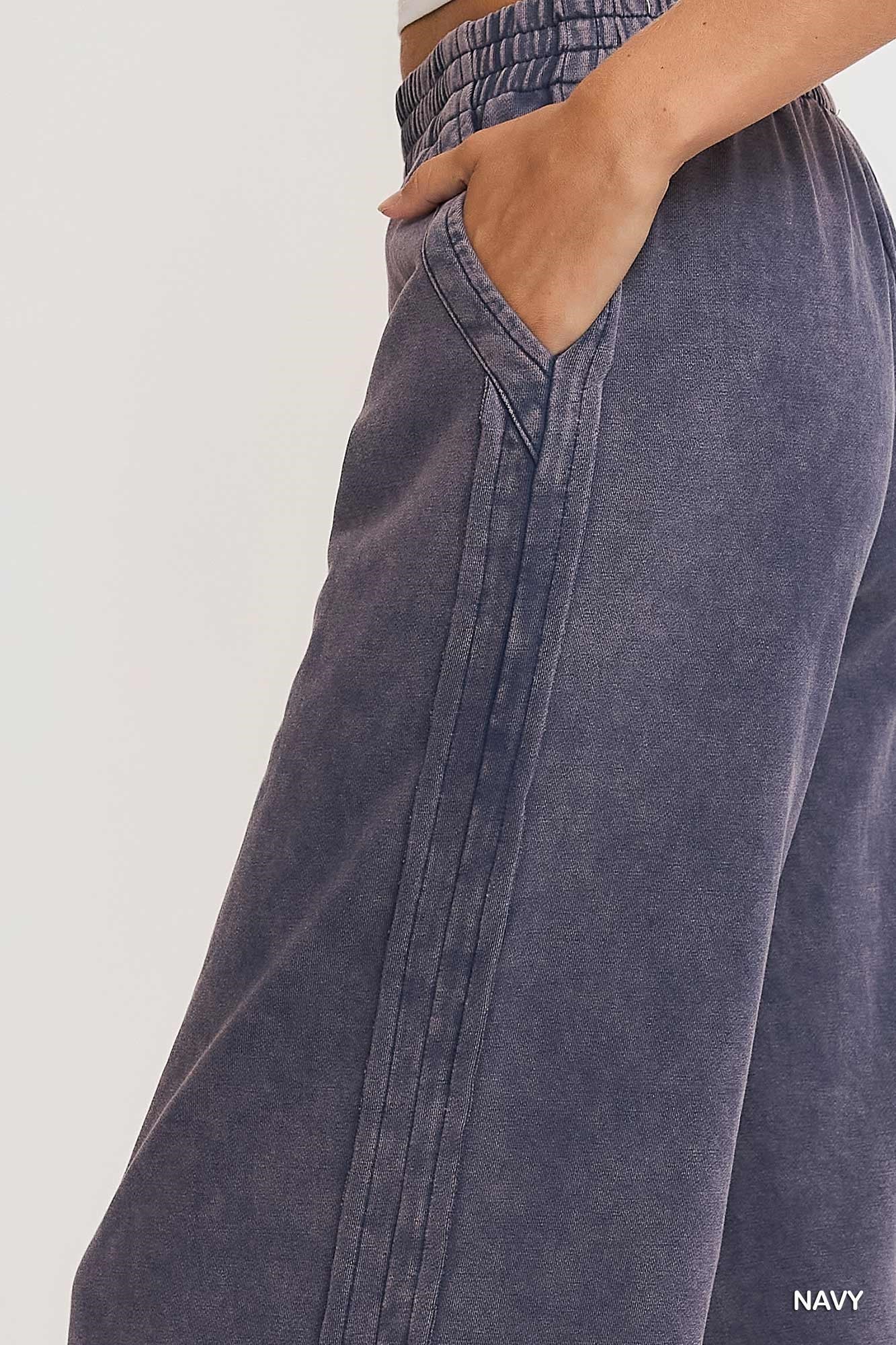 Mineral Washed Wide Leg Pants