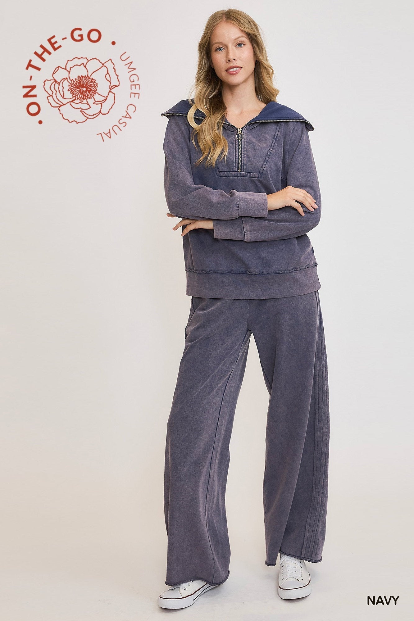 Mineral Washed Wide Leg Pants