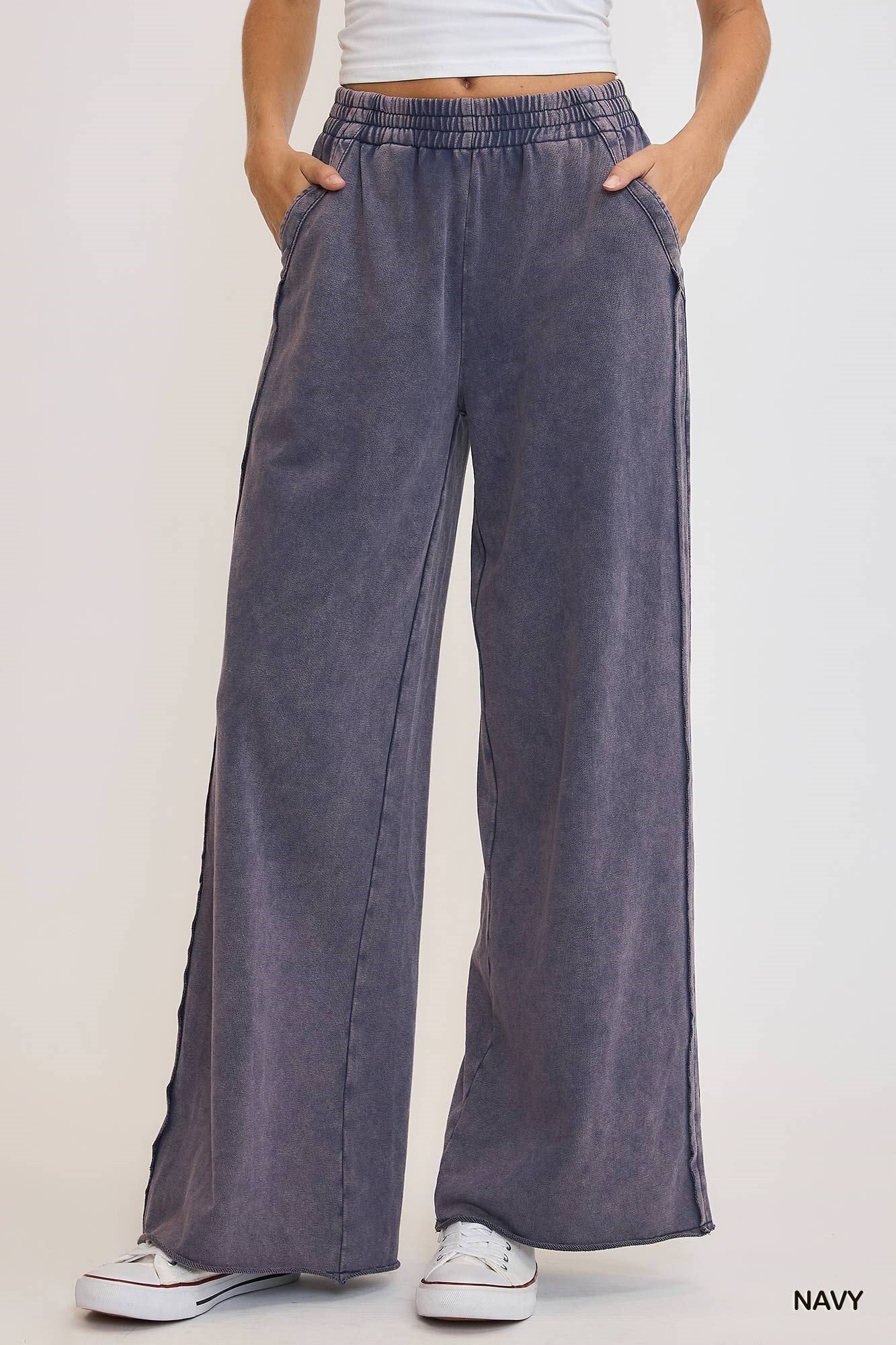 Mineral Washed Wide Leg Pants
