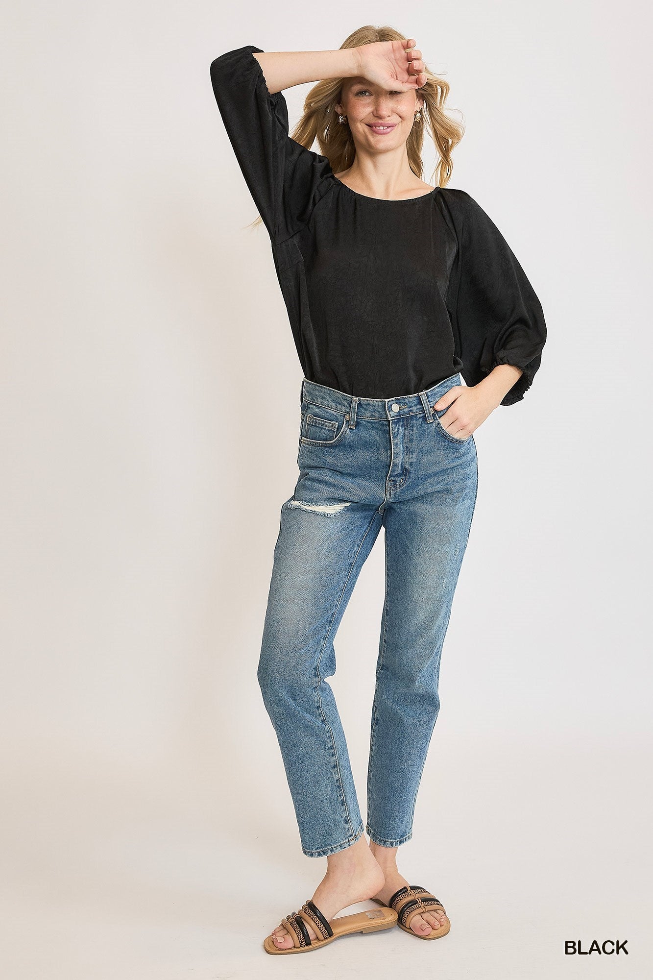 Crinkled Satin Top