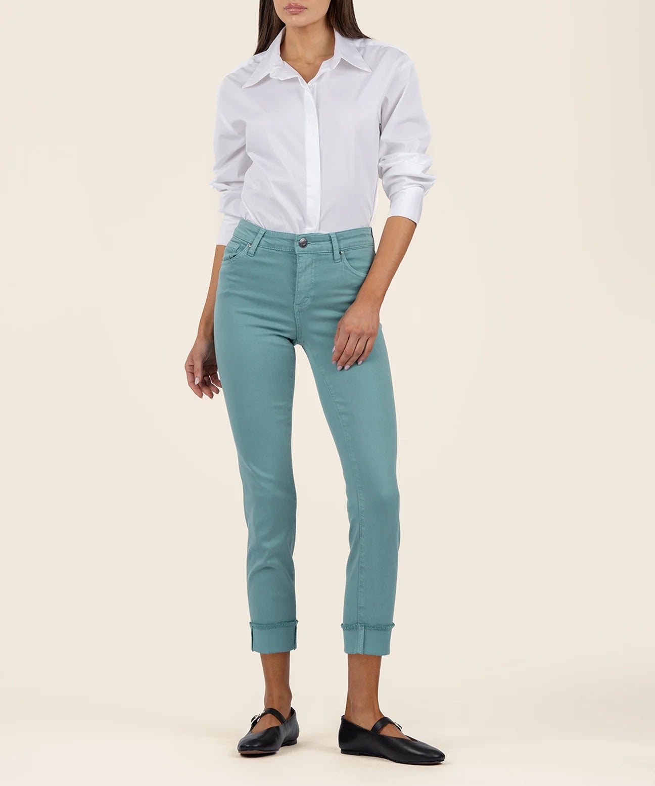 KUT AMY CROP STRAIGHT LEG- ROLL UP FREY