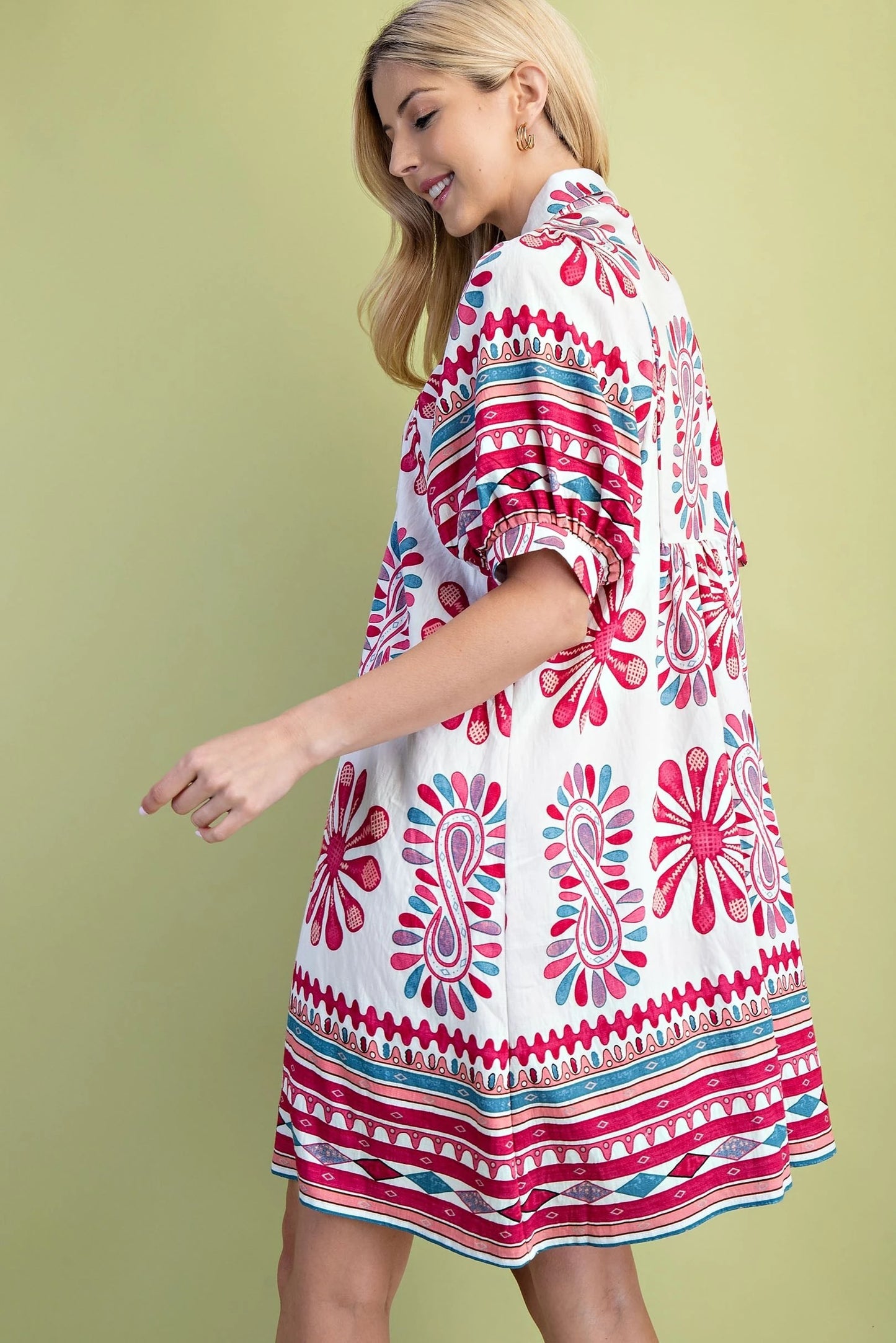 Printed Smocked Yoke Dress