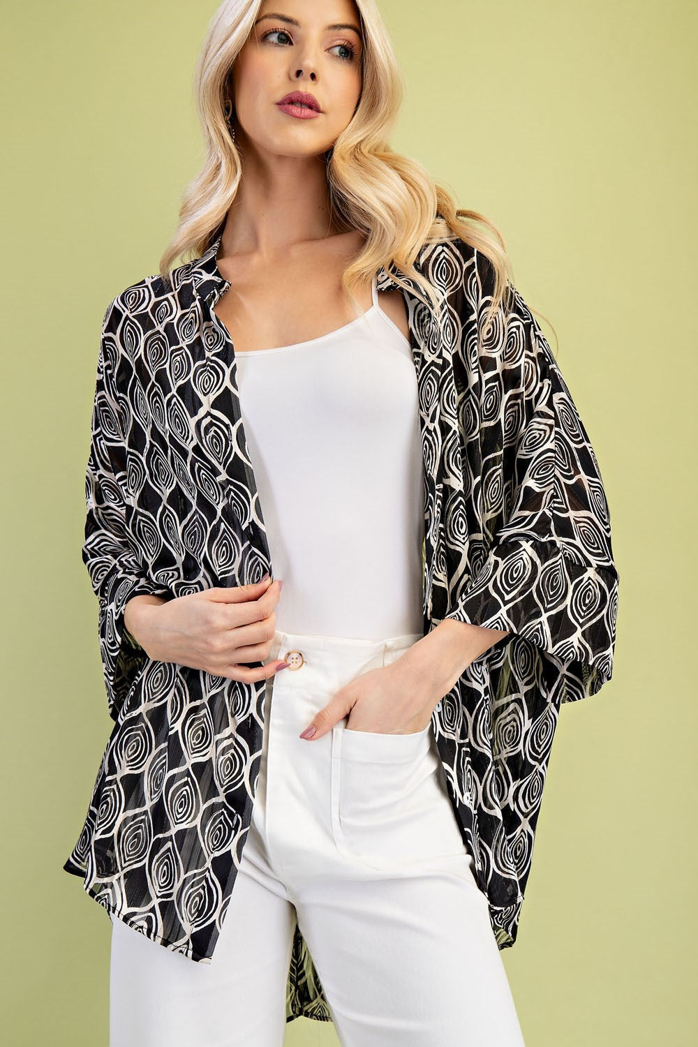 Sheer Lurex Button Down Top