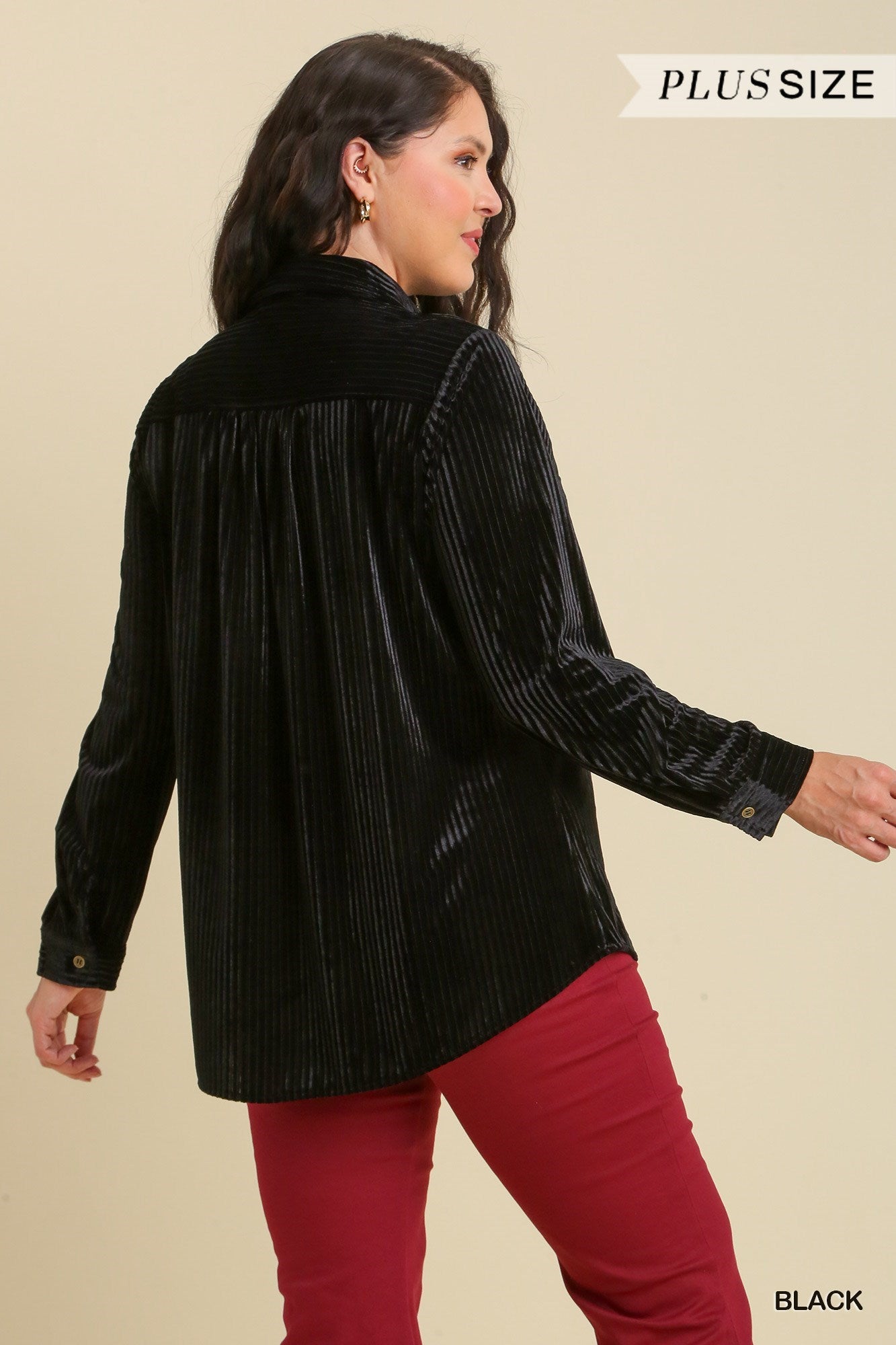 Stripe Textured Velvet Button Down Shirt
