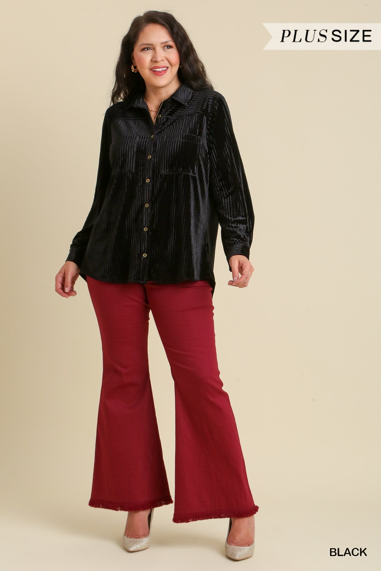 Stripe Textured Velvet Button Down Shirt