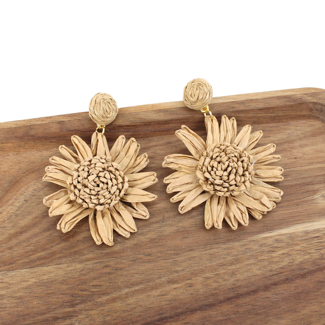 Raffia Daisy Statement Earrings