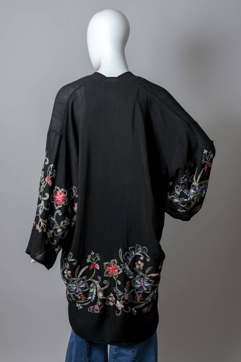 Long Floral Kimono Cardigan