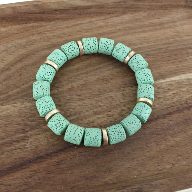 Lava Rock Tube Beads Stretch Bracelet