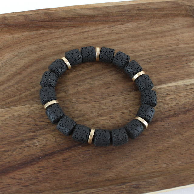 Lava Rock Tube Beads Stretch Bracelet