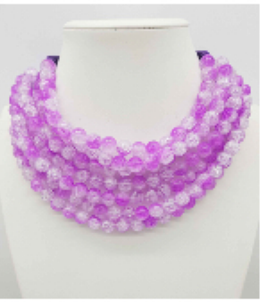 CHUNKY BEADED LAYERED NECKLACE Faux leather neck magnetic