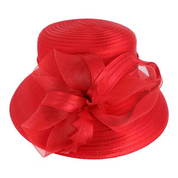 DOWN BRIM FLORAL DRESSY BRAID HAT