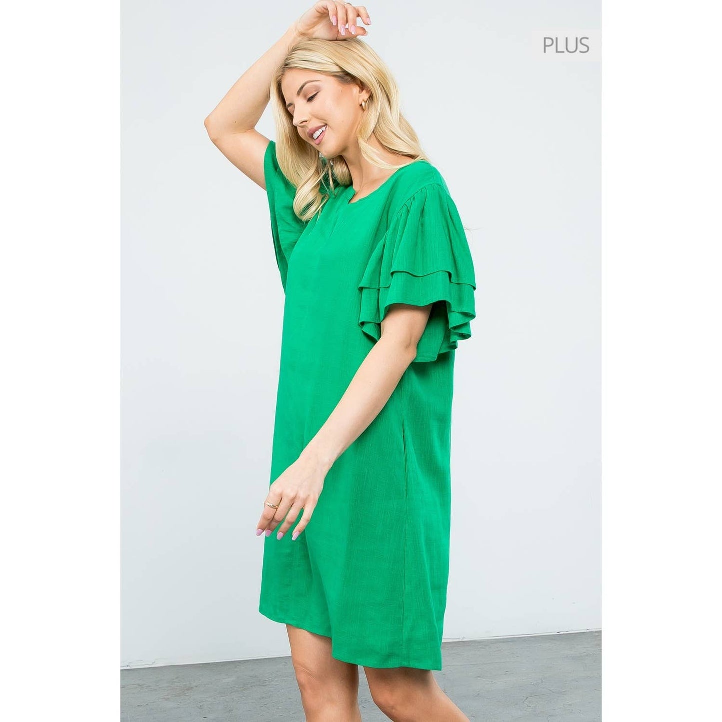 /Size XL/ Flutter Sleeve V-Neck Dress