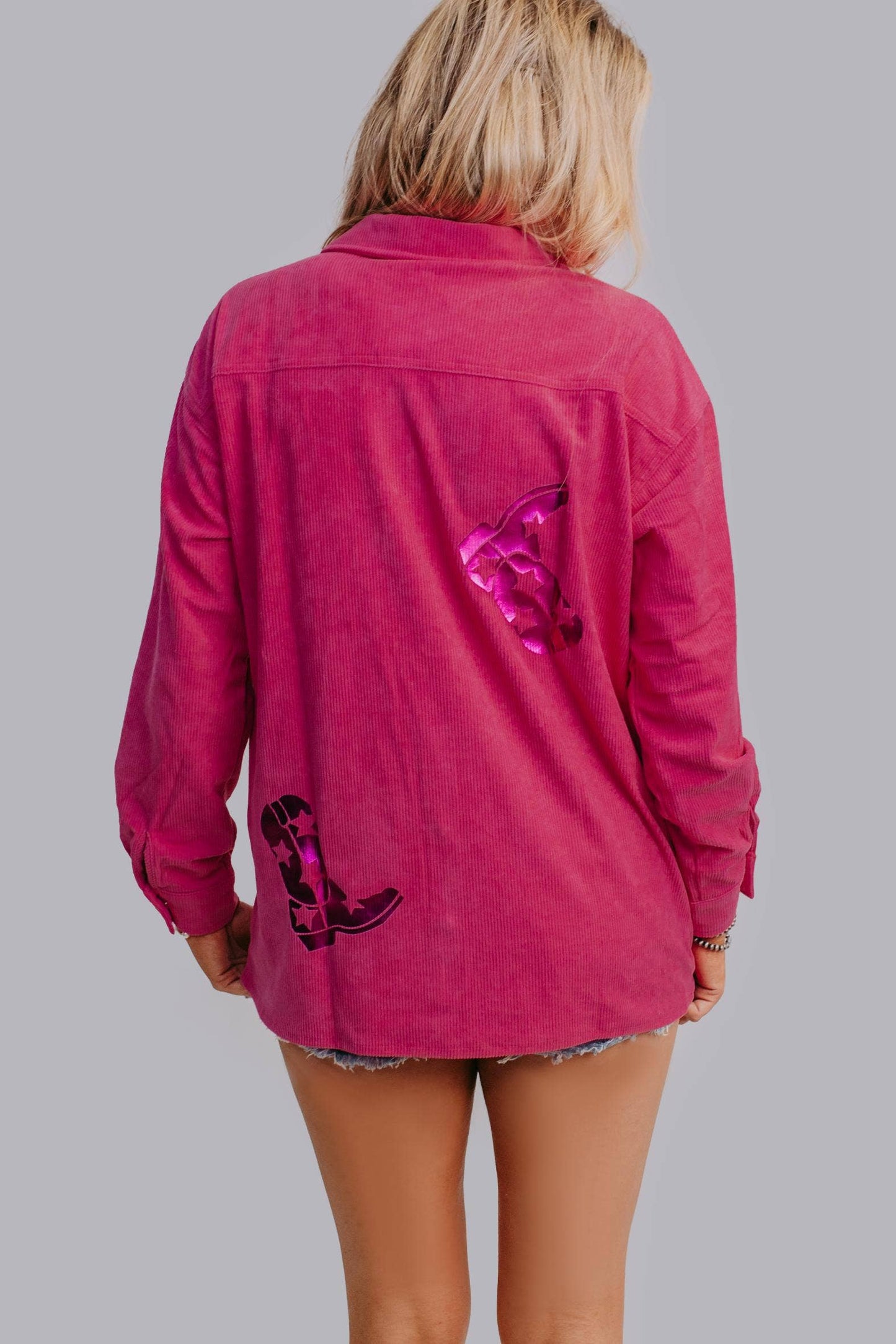 Cowgirl Boot Gold Foil Shacket